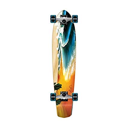 Yocaher SlimKick tail Graphic Longboard Complete Skateboard Cruise Vintage Style 36