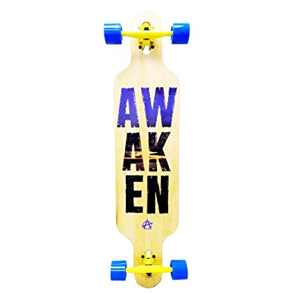 AWAKEN Canadian Maple Drop Through Beach Cruiser Longboard Skateboards with Sunset Graphic