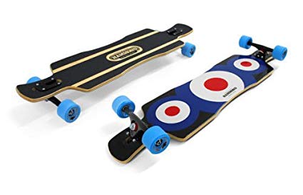 Hammond 9 Plys Canadian Maple Wood Longboard Skateboard Free Ride Star with Surf Highway Blue Wheels