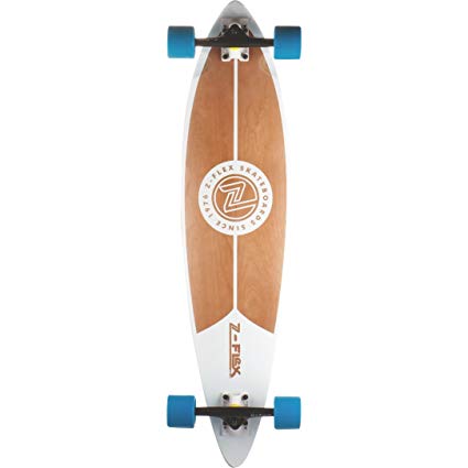 Z-Flex Pinstripe Pintail Complete Longboard Skateboard -9x38 White/Natural/Blue