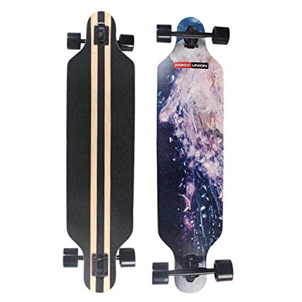 Outdoor Sunshine 41 Inch Black Complete Drop Down Maple Longboard Freeride and 7 Inch Aluminum Support