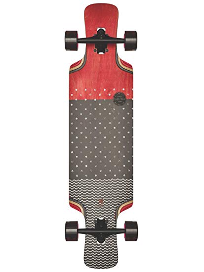 GLOBE Skateboards Geminon Kick Longboard Complete Skateboard, Red/Dot wave, 37