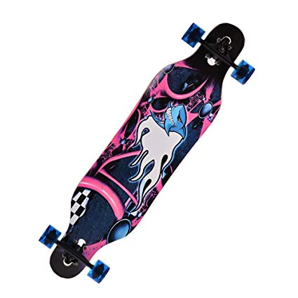 Cnlinkco Professional Adult Kids Wood Print Longboard Drop Downhill Speed Skateboard Complete