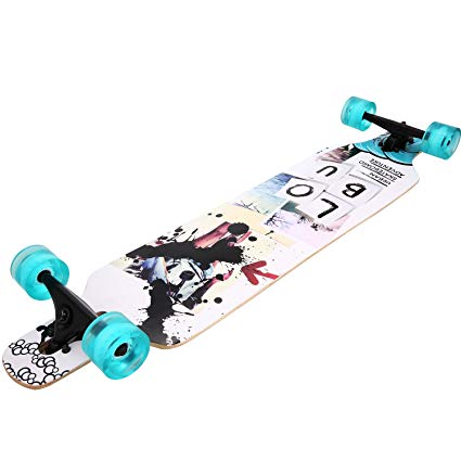 Tumonde 41 Inch Drop Through Longboard 9 Layer Maple Complete Skateboard (Beach)