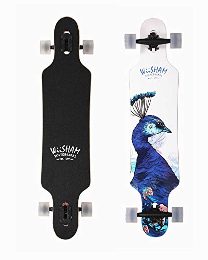 WiiSHAM 42 Inches Professional Speed Downhill Drop Through Complete Longboard Skateboard With Free T-tools