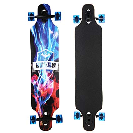 Utheing 41” x 9” Skateboard LongBoard, 9 Layer Maple Wood Drop Down Long Board Complete Cruiser Skateboard for Boys, Girls, Youths, Beginers, Adults, Teenagers