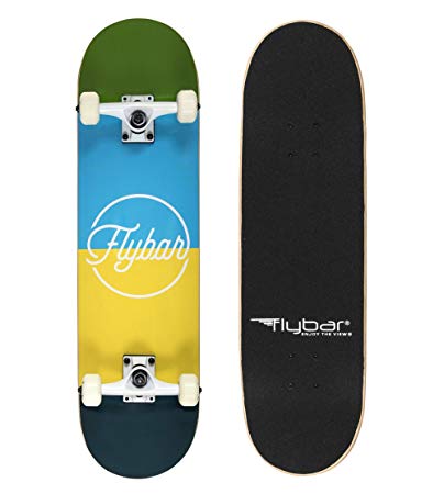 Flybar 31” x 8” Complete Beginner Skateboards 7 Ply Maple Wood Board Pre Built - 7 Designs Available
